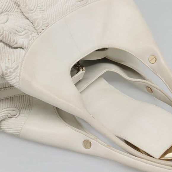 BVLGARI Chandra Shoulder Bag Leather White Gold Auth 140646