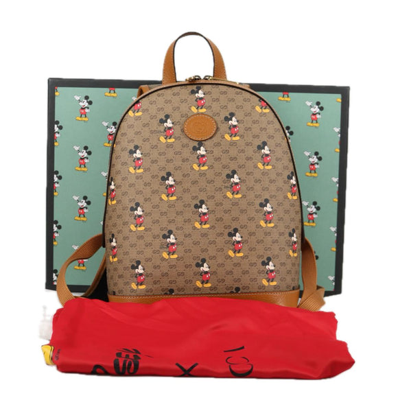 GUCCI GUCCIxDisney GG Supreme Backpack PVC Beige Gold 552884 Auth 140648SM