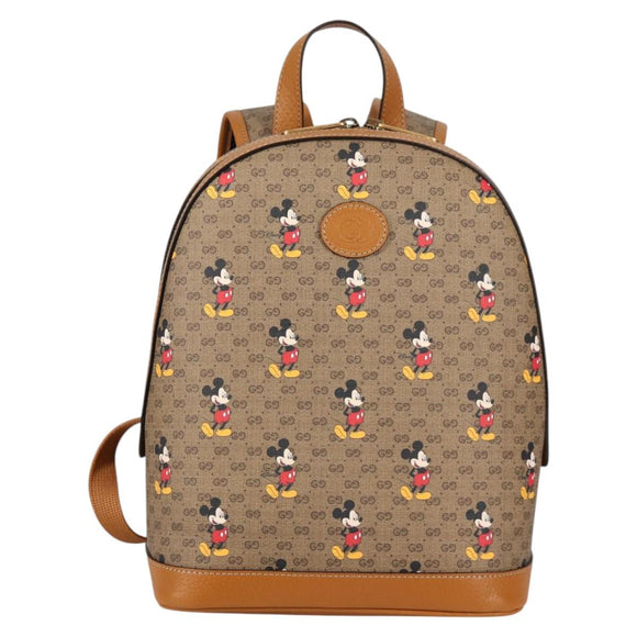 GUCCI GUCCIxDisney GG Supreme Backpack PVC Beige Gold 552884 Auth 140648SM