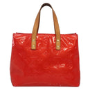 LOUIS VUITTON Monogram Vernis Reade PM Hand Bag Red Rouge M91088 LV Auth 140650-2