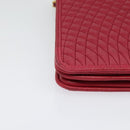 BALLY Chain Shoulder Bag Leather Red Gold Auth 140668-9