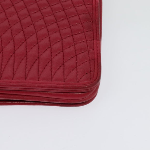 BALLY Chain Shoulder Bag Leather Red Gold Auth 140668