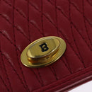 BALLY Chain Shoulder Bag Leather Red Gold Auth 140668-10