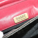 BALLY Chain Shoulder Bag Leather Red Gold Auth 140668-17