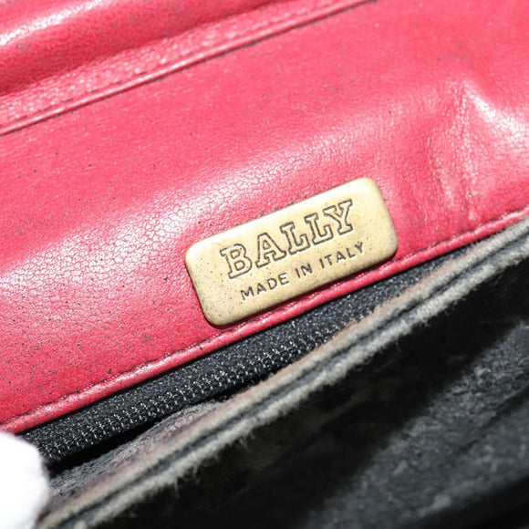 BALLY Chain Shoulder Bag Leather Red Gold Auth 140668
