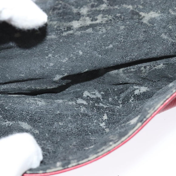 BALLY Chain Shoulder Bag Leather Red Gold Auth 140668