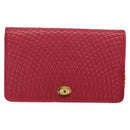 BALLY Chain Shoulder Bag Leather Red Gold Auth 140668-13