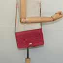BALLY Chain Shoulder Bag Leather Red Gold Auth 140668-21