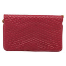 BALLY Chain Shoulder Bag Leather Red Gold Auth 140668-2