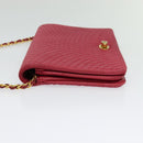 BALLY Chain Shoulder Bag Leather Red Gold Auth 140668-3