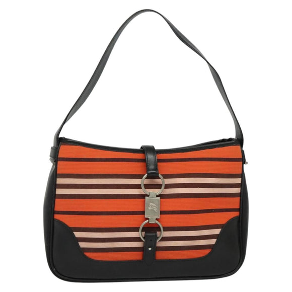 BURBERRY Blue Label Shoulder Bag Canvas Orange Silver Auth 140671