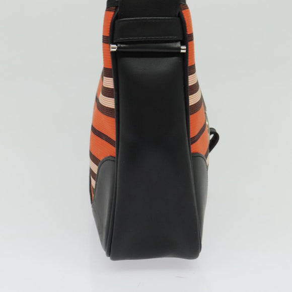 BURBERRY Blue Label Shoulder Bag Canvas Orange Silver Auth 140671