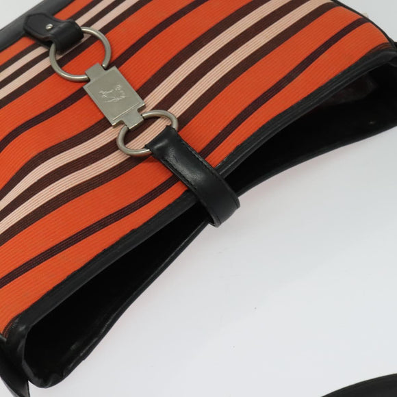 BURBERRY Blue Label Shoulder Bag Canvas Orange Silver Auth 140671