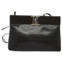 Salvatore Ferragamo Vala Shoulder Bag Leather Brown Gold Auth 140673-2