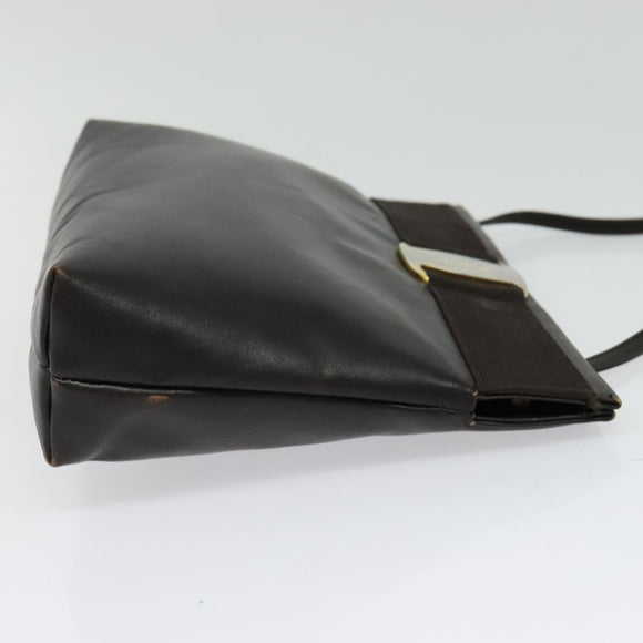 Salvatore Ferragamo Vala Shoulder Bag Leather Brown Gold Auth 140673