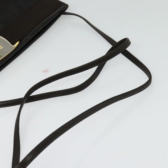 Salvatore Ferragamo Vala Shoulder Bag Leather Brown Gold Auth 140673