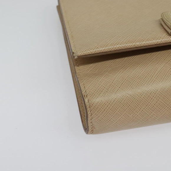 Salvatore Ferragamo Chain Vala Shoulder Bag Leather Beige Gold Auth 140674