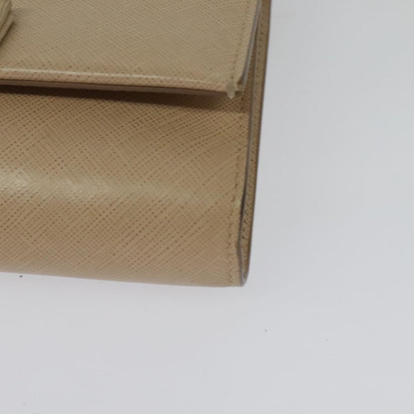 Salvatore Ferragamo Chain Vala Shoulder Bag Leather Beige Gold Auth 140674