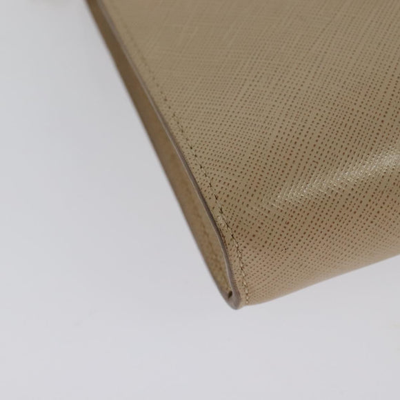 Salvatore Ferragamo Chain Vala Shoulder Bag Leather Beige Gold Auth 140674