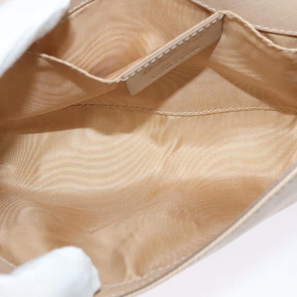 Salvatore Ferragamo Chain Vala Shoulder Bag Leather Beige Gold Auth 140674