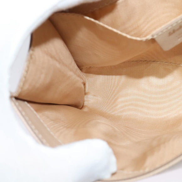 Salvatore Ferragamo Chain Vala Shoulder Bag Leather Beige Gold Auth 140674