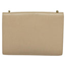 Salvatore Ferragamo Chain Vala Shoulder Bag Leather Beige Gold Auth 140674-3