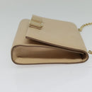Salvatore Ferragamo Chain Vala Shoulder Bag Leather Beige Gold Auth 140674-5