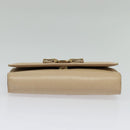 Salvatore Ferragamo Chain Vala Shoulder Bag Leather Beige Gold Auth 140674-9