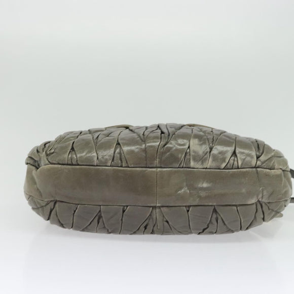 Miu Miu Matelasse Shoulder Bag Leather 2way Gray Gold Auth 140677