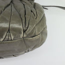 Miu Miu Matelasse Shoulder Bag Leather 2way Gray Gold Auth 140677-17