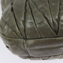 Miu Miu Matelasse Shoulder Bag Leather 2way Gray Gold Auth 140677-18