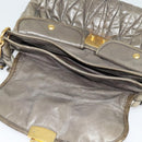 Miu Miu Matelasse Shoulder Bag Leather 2way Gray Gold Auth 140677-20