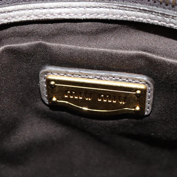 Miu Miu Matelasse Shoulder Bag Leather 2way Gray Gold Auth 140677