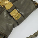 Miu Miu Matelasse Shoulder Bag Leather 2way Gray Gold Auth 140677-6