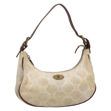CELINE Macadam Canvas Shoulder Bag Beige Gold Auth 140680