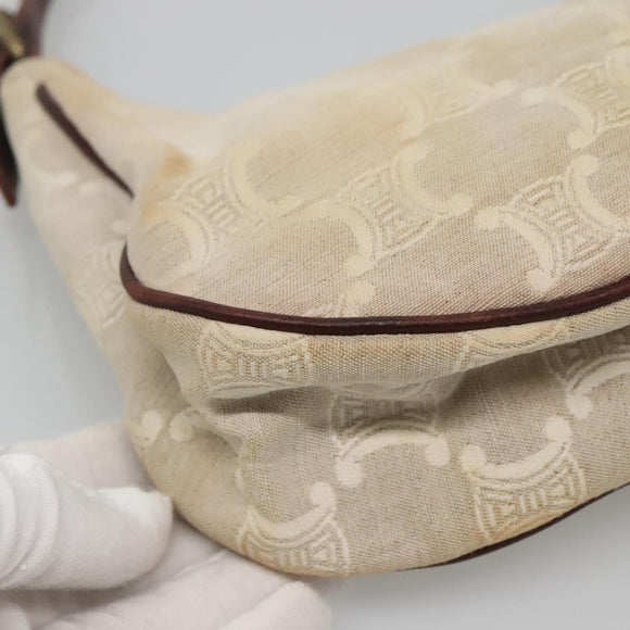 CELINE Macadam Canvas Shoulder Bag Beige Gold Auth 140680