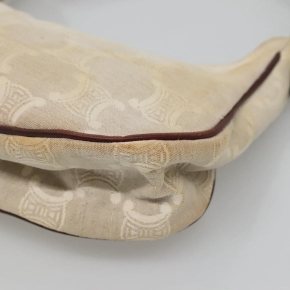CELINE Macadam Canvas Shoulder Bag Beige Gold Auth 140680