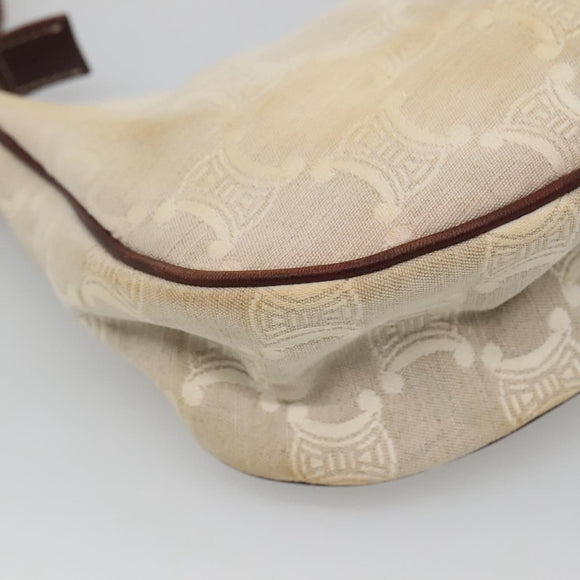 CELINE Macadam Canvas Shoulder Bag Beige Gold Auth 140680