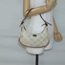CELINE Macadam Canvas Shoulder Bag Beige Gold Auth 140680-22