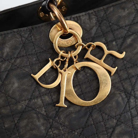 Christian Dior Canage Tote Bag Nylon 2way Black Gold Auth 140681