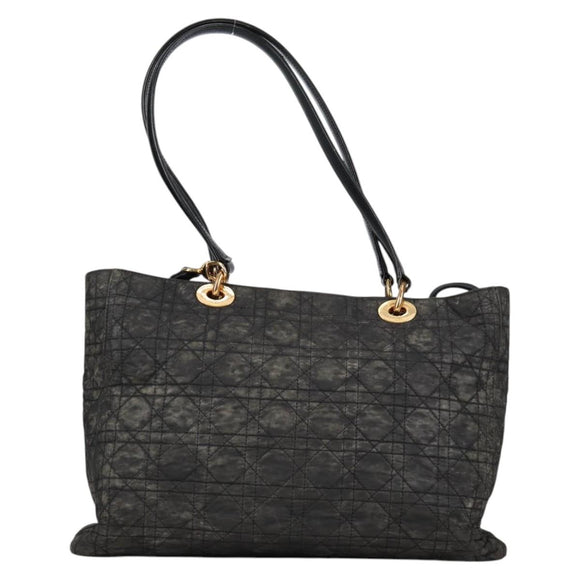 Christian Dior Canage Tote Bag Nylon 2way Black Gold Auth 140681