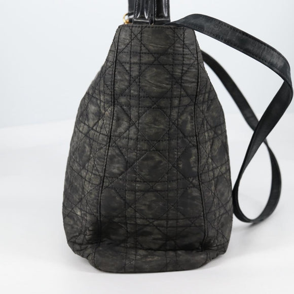 Christian Dior Canage Tote Bag Nylon 2way Black Gold Auth 140681