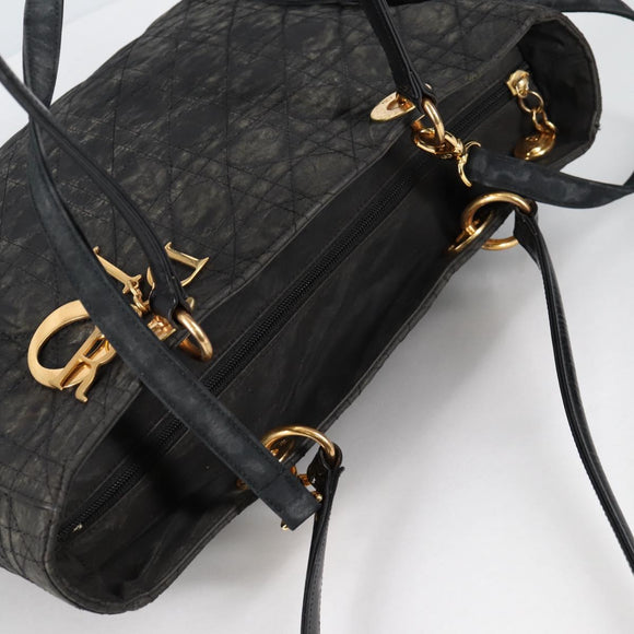 Christian Dior Canage Tote Bag Nylon 2way Black Gold Auth 140681