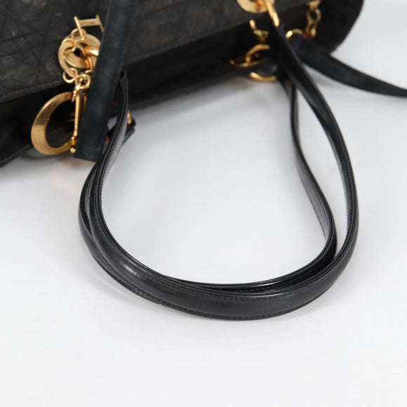 Christian Dior Canage Tote Bag Nylon 2way Black Gold Auth 140681