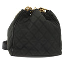CHANEL Matelasse Shoulder Bag Canvas Black Gold CC Auth 140683-1