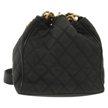 CHANEL Matelasse Shoulder Bag Canvas Black Gold CC Auth 140683