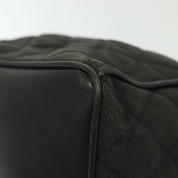 CHANEL Matelasse Shoulder Bag Canvas Black Gold CC Auth 140683