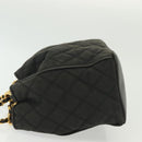CHANEL Matelasse Shoulder Bag Canvas Black Gold CC Auth 140683-4