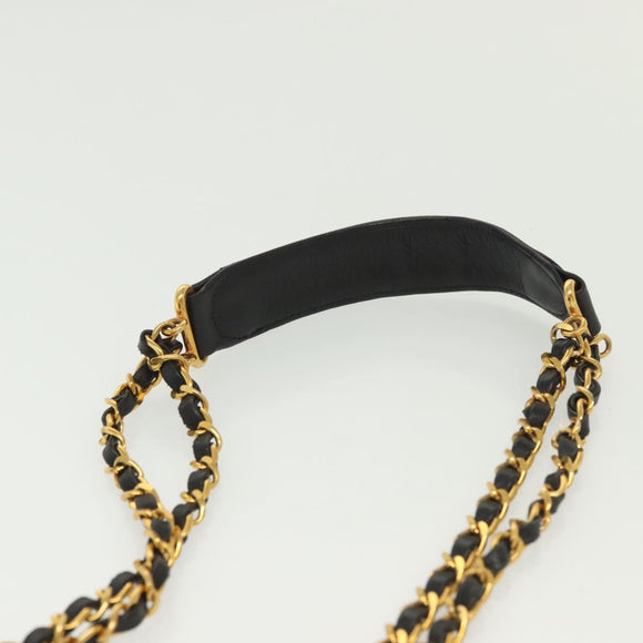 CHANEL Matelasse Shoulder Bag Canvas Black Gold CC Auth 140683