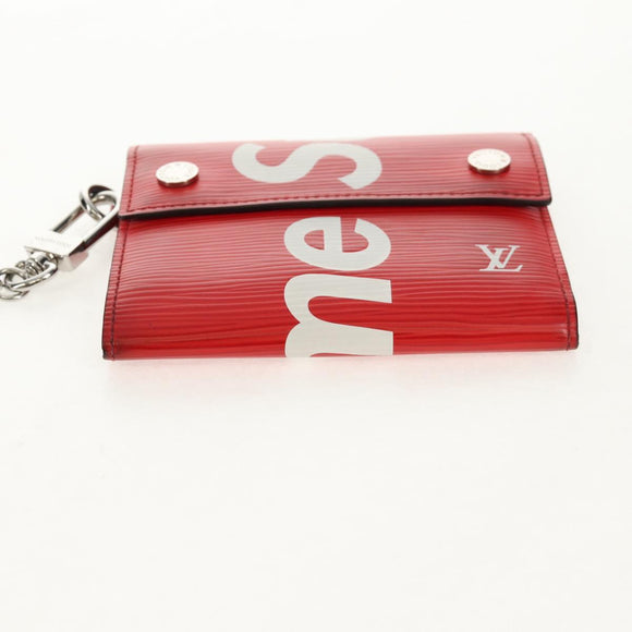 LOUIS VUITTON Epi LV × Supreme Chain Compact Wallet Red M67755 LV Auth 140687M